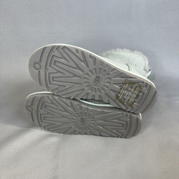Womens Ugg Boots Sz 8 Ice Blue Bailey Bow Mini Suede Sherpa Coquette Festival - Picture 13 of 13